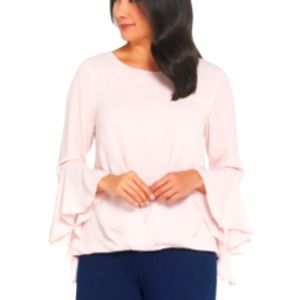 Vince Camuto bell sleeve high low foldover